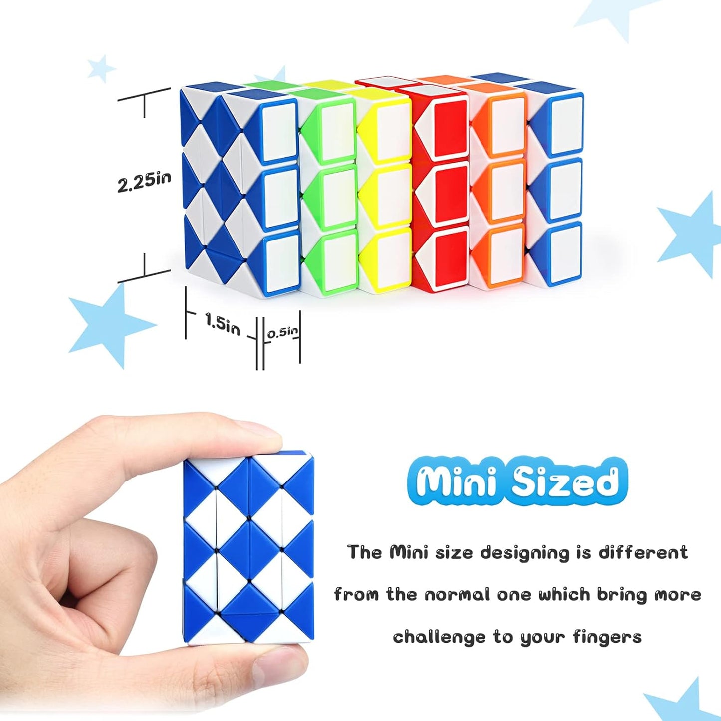 18 Pack Fidget Snake Cube Mini Twist Puzzletoys for Kids Teens Stocking Stuffer, Birthday Party Favors, Goodie Bags Fillers, Classroom Rewards, Random Colors